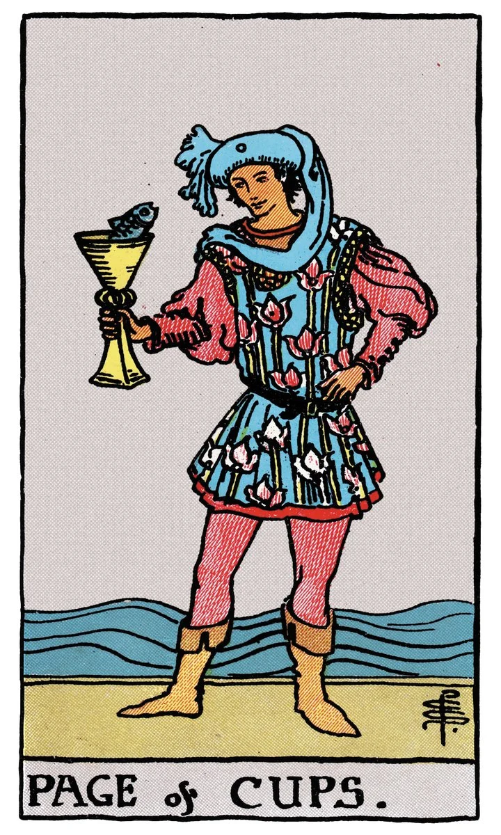 Page of Cups — ผู้เรียนรู้ถ้วย