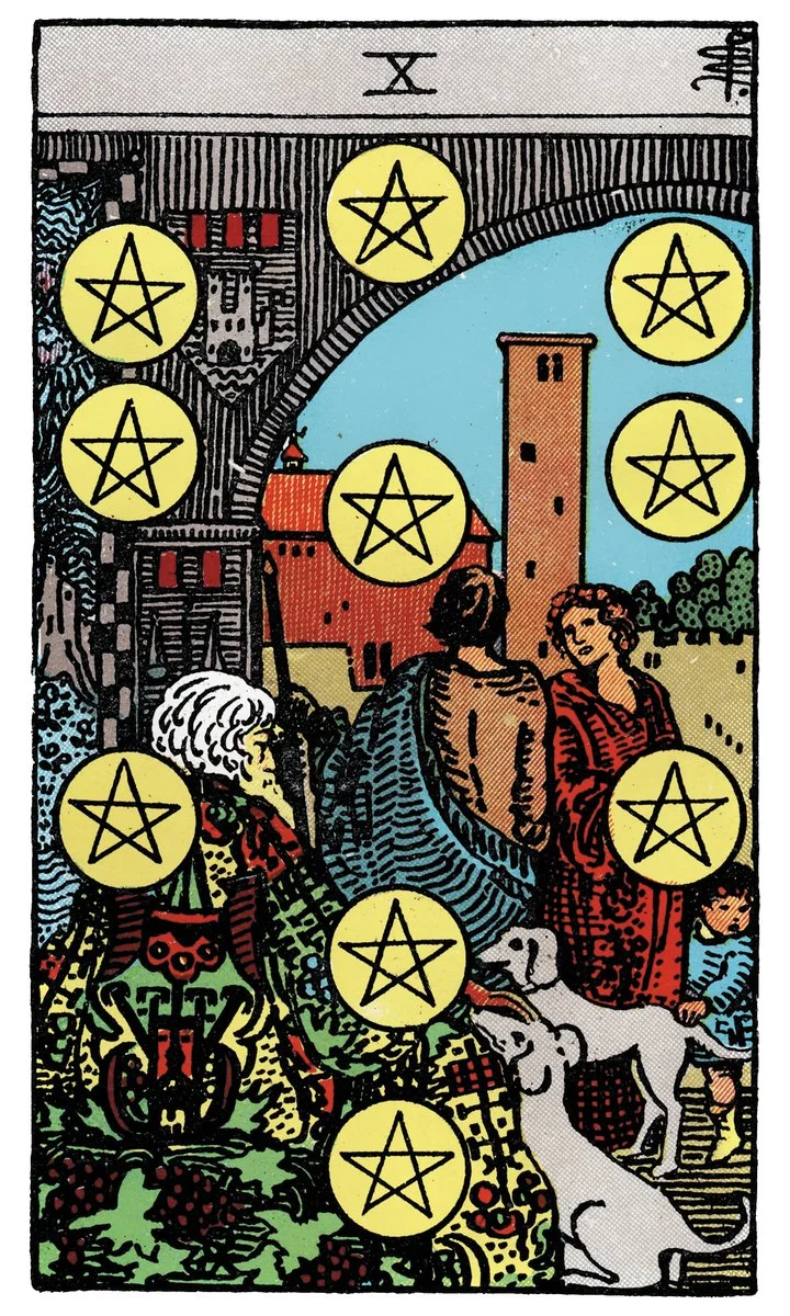 Ten of Pentacles — สิบเหรียญ