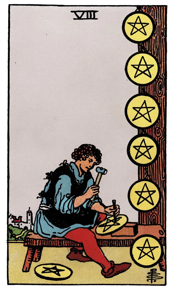 Eight of Pentacles — แปดเหรียญ