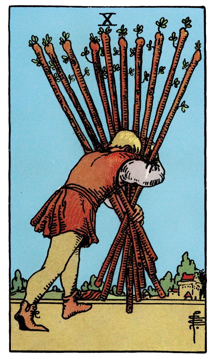 Ten of Wands — สิบไม้เท้า
