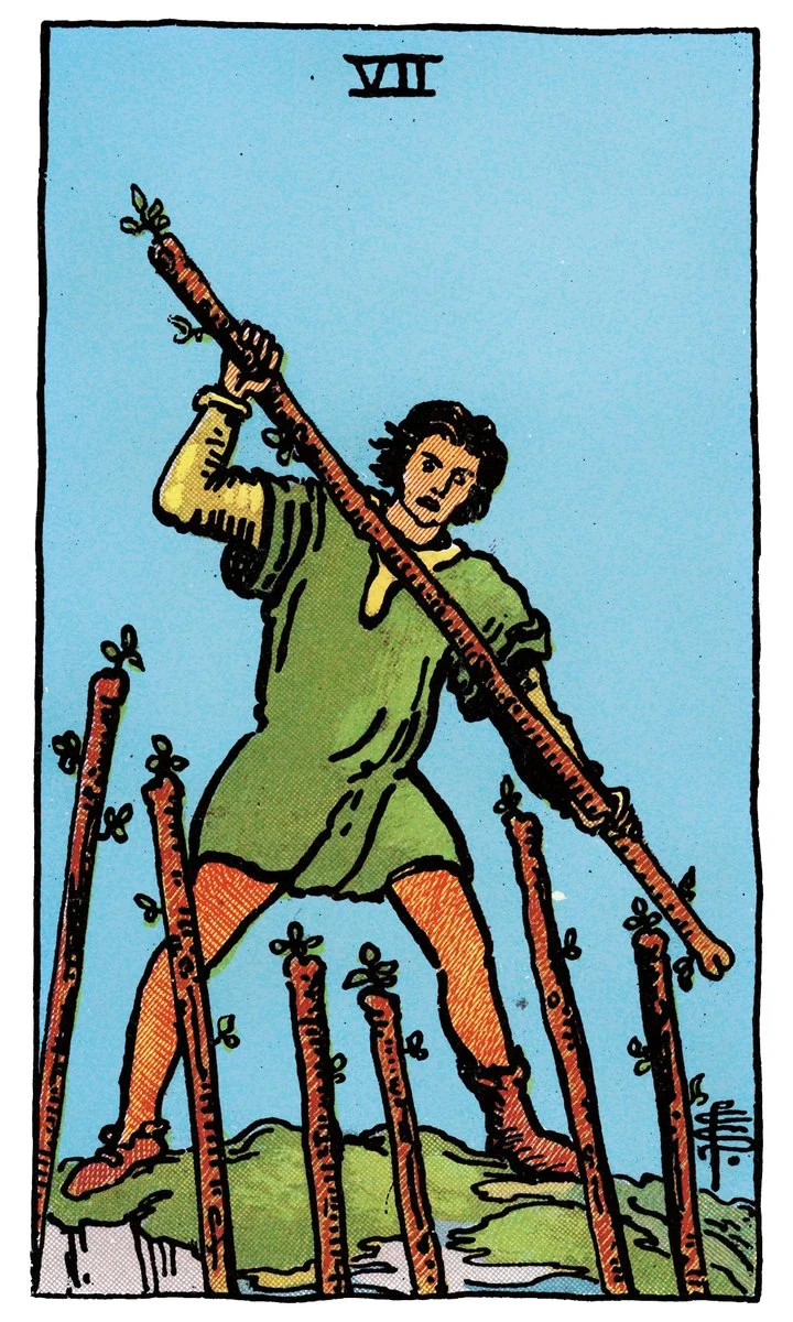 Seven of Wands — เจ็ดไม้เท้า